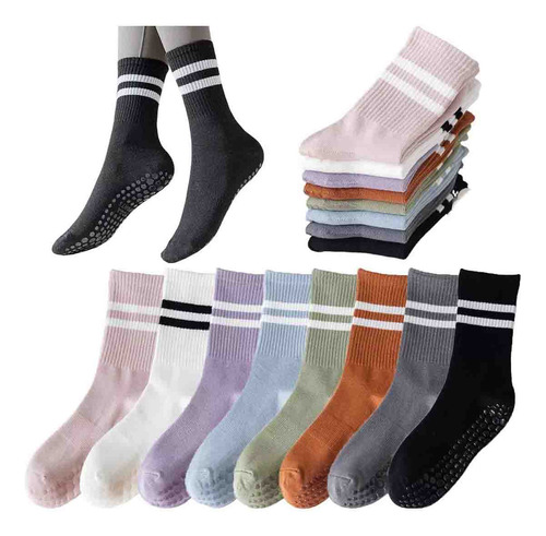 8 Piezas Calcetines Yoga Pilates Calcetines Antideslizantes