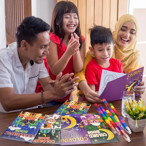 Set De Libros Para Colorear Cinrobiye Ramadan Con 24 Crayone