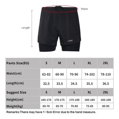 Shorts Deportivos Lixada 2 En 1 Transpirables For Hombre