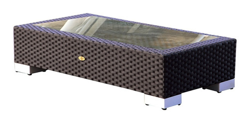 Mesa De  Rattan Aluminio Jardin Exterior