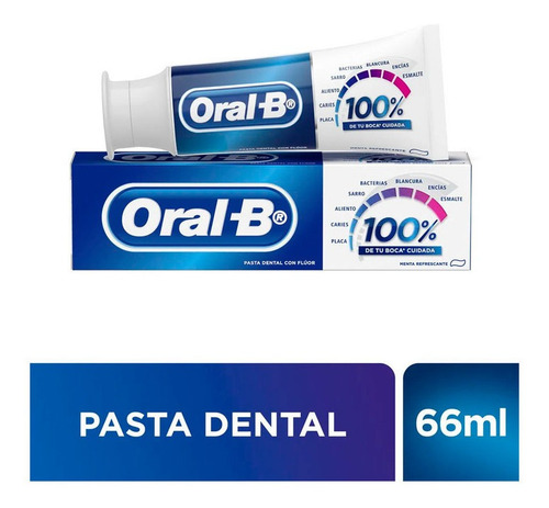 Pasta Dental Oral B 100% Boca Cuidada X 66 Ml