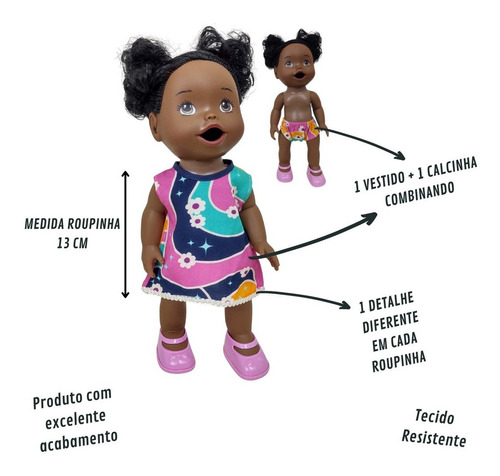 Kit 10 Roupinhas Boneca Baby Alive - My Litle - Mini Bebê