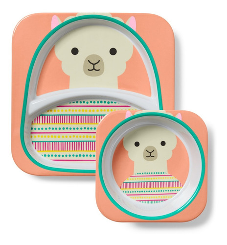 Imagem 3 de 8 de Kit Alimentação Skip Hop Lhama 4 Peças Talheres E Pratos
