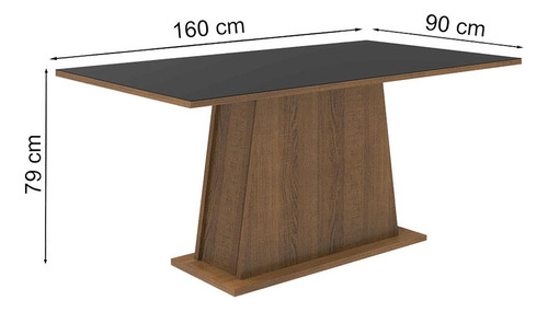 Mesa De Comedor Rectangular Madesa 6 Puestos Marrón Negro