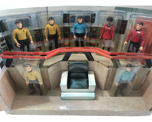 Set De 7 Personajes De Star Trek Con Diorama De Cartón