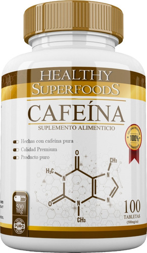 Cafeina Anhidra Premium 100 Servicios 100 Tabs 200mg