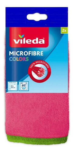 Paño 100% Microfibra Trapo Repasador Absorbente X 2 Unidades Color Rosa Y Verde