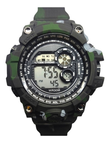 Reloj Digital Militar Camuflaje Luz Fecha Alarma Cronometro 