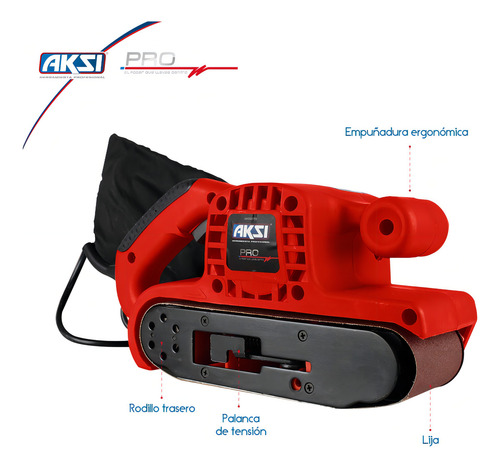 Lijadora De Banda 900w Aksi Uso Profesional Color Rojo Frecuencia 127 V
