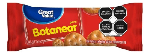 10 Pzas Galletas Saladas Great Value Para Botanear 100 G