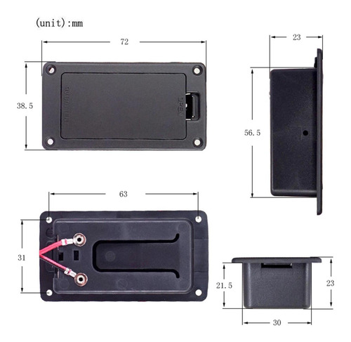 Imagen 3 de 10 de Caja De Batería De 9v Soporte Para Guitarra Activa Bajo