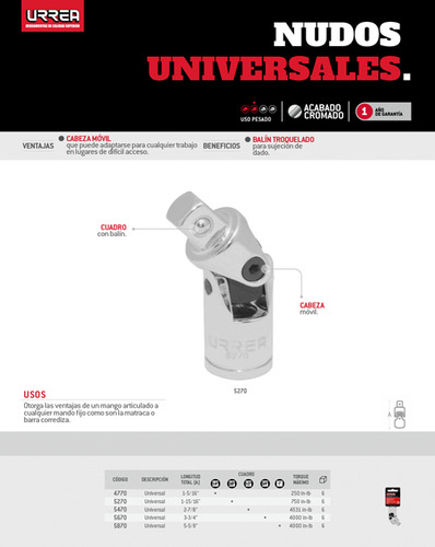 Nudo Universal Para Dado Cuadro De 3/4 , 3-3/4 Urrea