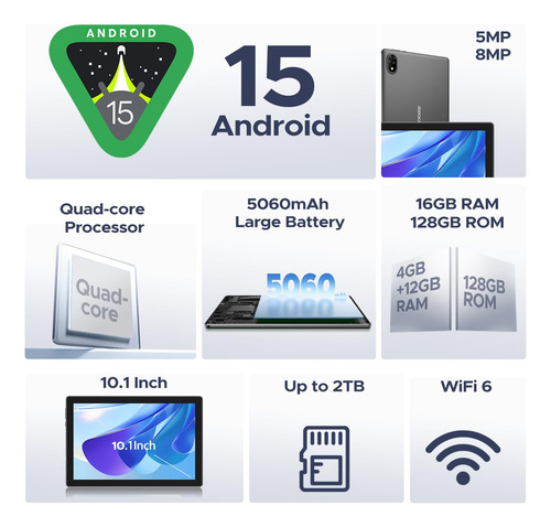 Tablet Doogee U10 (2025) De 10 Pulgadas, 16 Gb+128 Gb/2 Tb,