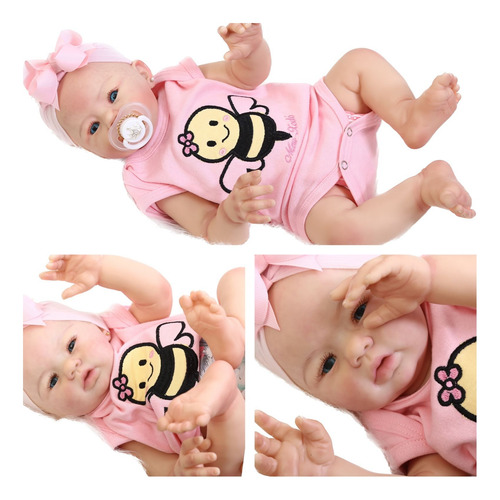 Boneca Bebê Reborn Abigail 50cm Corpo Silicone Realista Lu