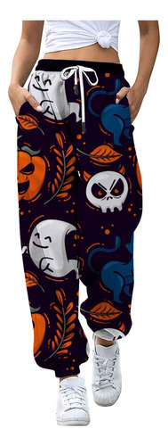 Pantalones De Ocio De Halloween Para Mujer, Pantalones Con E