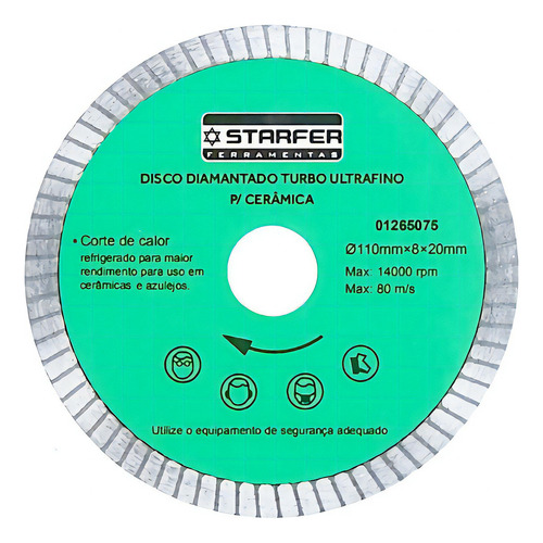 Disco Diamantado Ultrafino Para Cerâmica Starfer Cor Verde