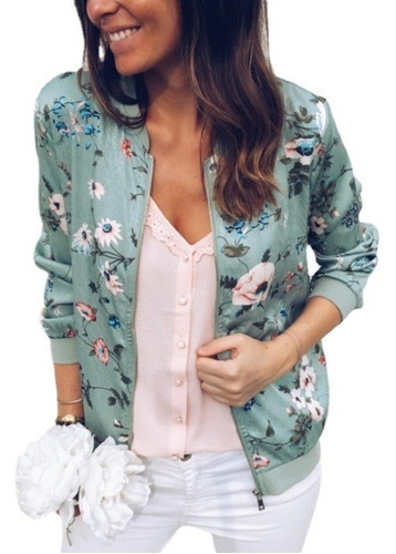 Chamarra Bomber De Manga Larga Con Estampado Floral/color