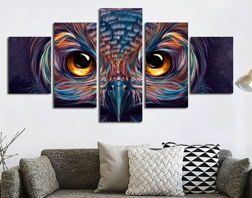 5 Cuadros Canvas Buho Decorativo Artistico Diseño 100x56cm