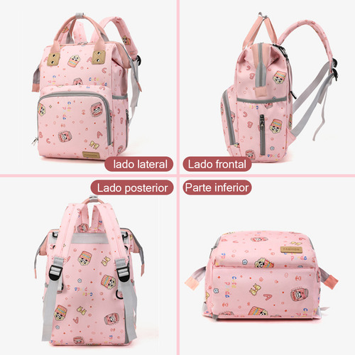 Nuhexry Mochila Pañaleras Para Bebe Bolsa Impermeable Multiusos Rosa