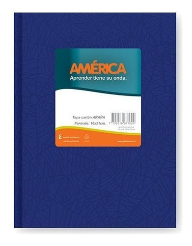 Cuaderno America Forrado Araña Tapa Dura X 82 Hojas Rayado Color Azul