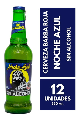 Imagen 1 de 10 de Cerveza Barba Roja Noche Azul Sin Alcohol Pack X 12 X 330ml