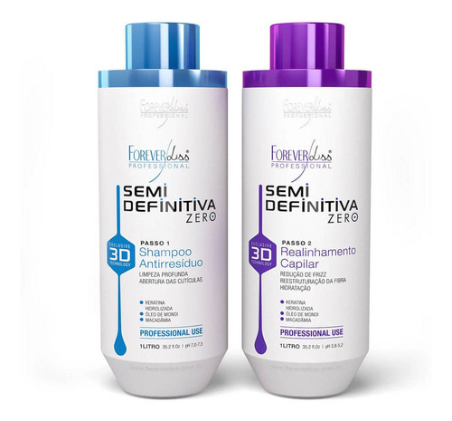 Imagem 1 de 3 de Kit Escova Semi Definitiva Zero 2x1l Forever Liss