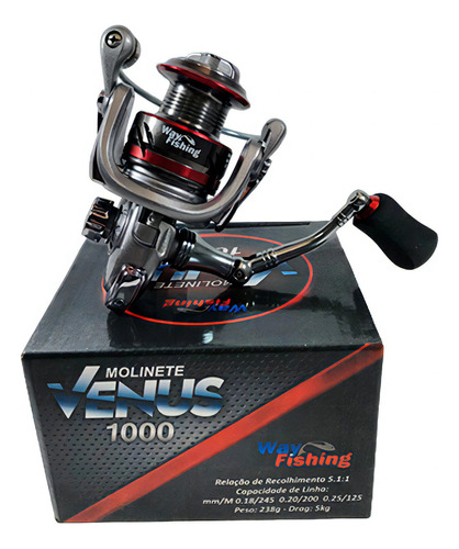 Molinete Way Fishing Venus 1000 5.1:1 Drag 5kg 05 Rol. Prata