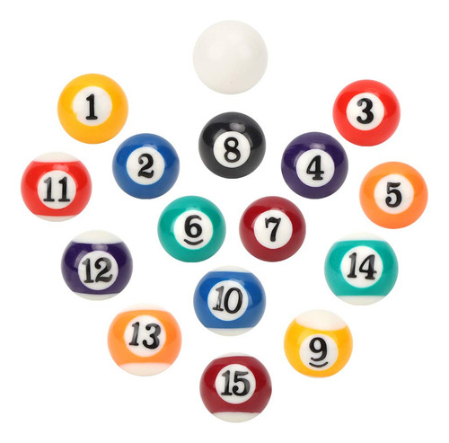 Mini Bolas De Billar De Resina Ecológicas 16 Piezas 2.5 Cm