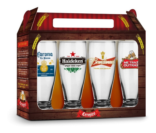 Conjunto 4 Copos De Cerveja Frases Sátiras Beer