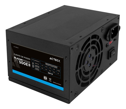 Fuente De Poder Acteck Atx 500w 24pin 2xmolex 2xsata 115/230 Color Negro