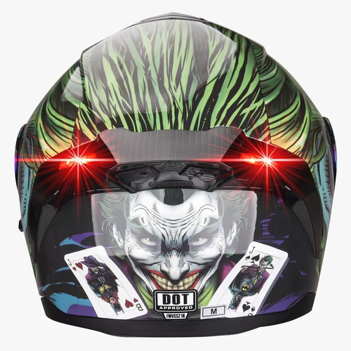 Imagen 4 de 10 de Casco Abatible Joker Guasón Moto Kov Dc Comics Led + Lentes