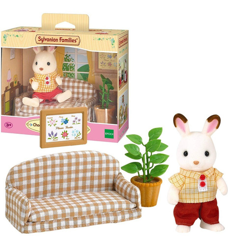 Sylvanian Families Papa Conejo Chocolate Con Sofa