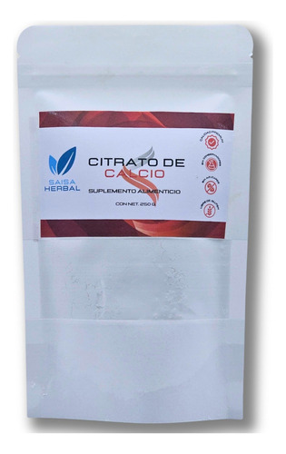 Citrato De Calcio 100% Puro Usp Bolsa Con 250 G Sabor Natural SAISA HERBAL