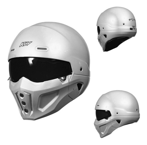 Casco Kov Modular Mate 2 En 1 Street Piloto Certificado Shrk Diseño Spectrum Color Blanco Tamaño Del Casco Xl