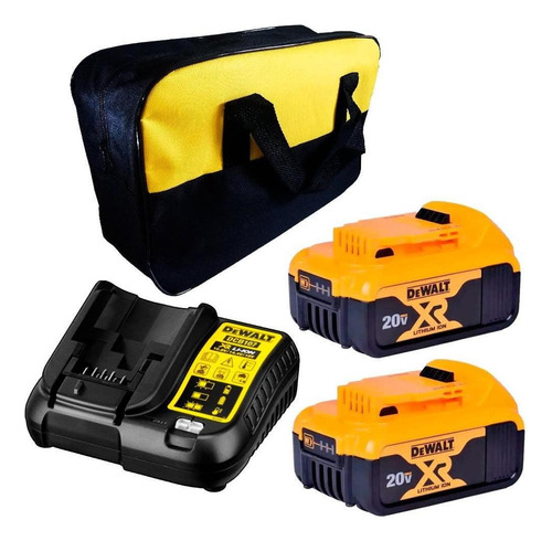 Kit 2 Baterias 5,0ah 20v C/ Carregador Bivolt Dewalt + Bolsa