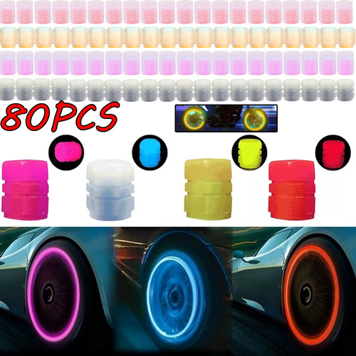 80 Tapas Fluorescentes Para Válvula De Neumático De Coche