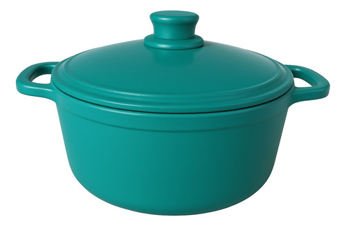 Cacerola + Tapa Hierro Fundido Esmaltada 23cm Antiadherente Color Verde Agua