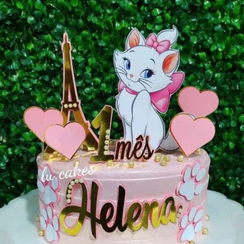 Topo De Bolo Topper De Bolo Personalizado Gata Gatinha Marie