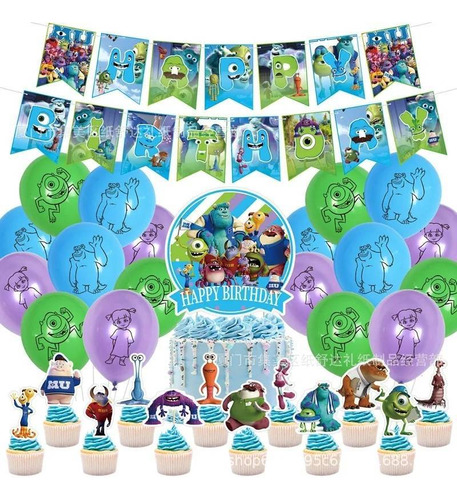 Set 20 Globos Látex Pelicula Monster University Boo Fiesta 