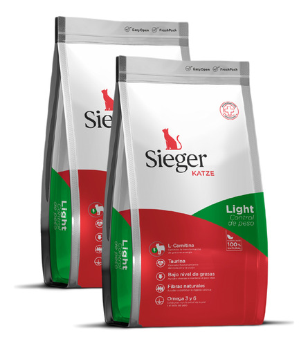 Sieger Katze Gato Light 2 X 7.5 Kg - Happy Tails 