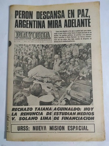 Diario Mayoria 5/7/1974 Peron Descansa En Paz