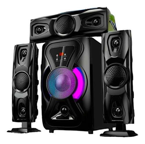 Minicomponente Dm-q7 Bluetooth, Luz Led Rgb, Usb, Sd, 3.1 Color Negro Potencia Rms 60 W