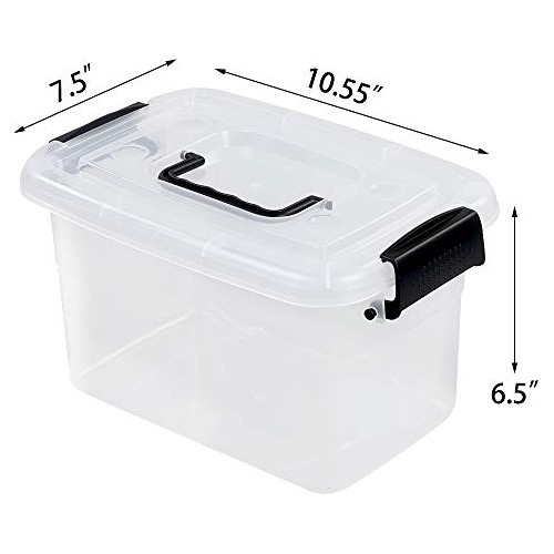 Caja De Plástico Transparente Tapa, Caja De 5.5 Cuarto...