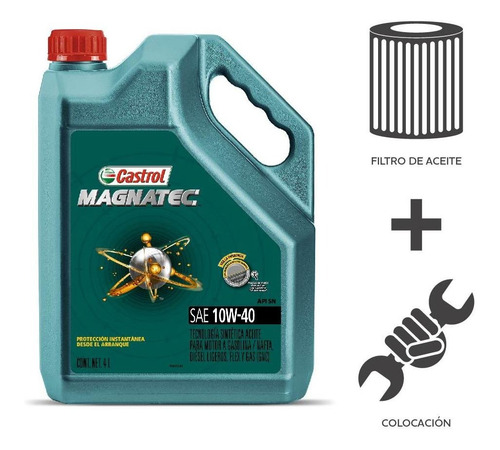 Imagen 1 de 5 de Cambio Aceite Castrol 10w40+ Fil Aceite + Coloc Siena 1.4