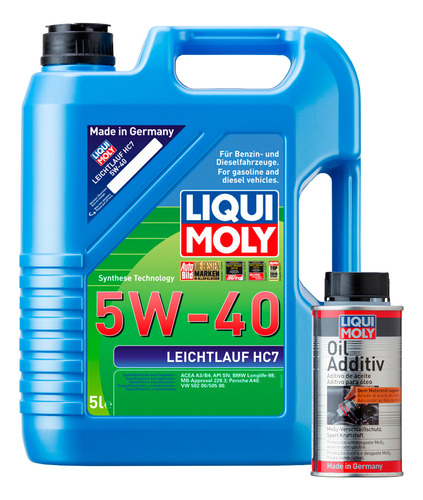 Kit 5w40 Leichtlauf Hc7 Oil Additiv Liqui Moly + Regalo
