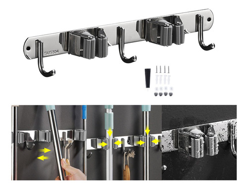 Soporte Para Escoba Y Fregona, Soporte Para Escoba 2 Clips