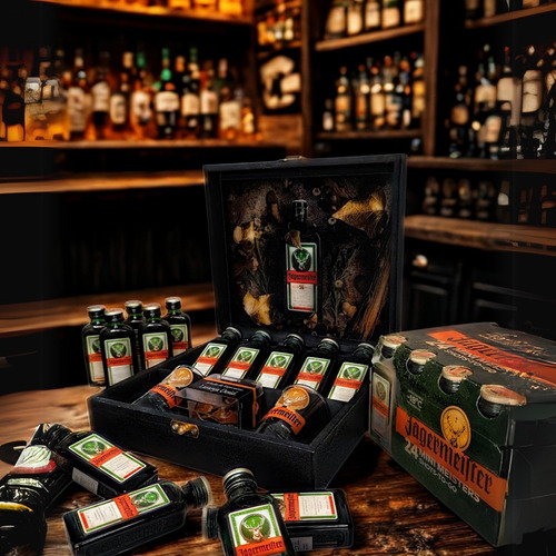 Caixa Kit Jagermeister 5 20ml + Copos + Laranja Citrus Drink