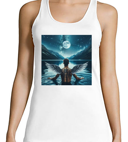 Musculosa Mujer Angel Nadando Montaña Patagonia Tatuaje