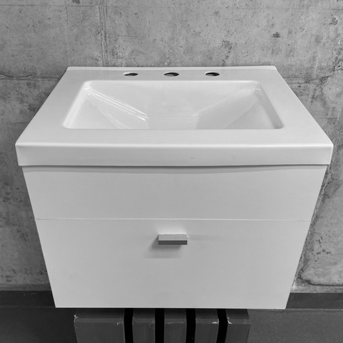 Imagen 3 de 8 de Vanitory 50 Cm Blanco Colgante Bacha Acrilico Blanco 3ag Cta