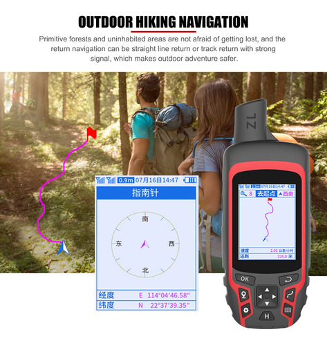 Navegador Gps De Mano Con Brújula Y Cargador Usb Recargable